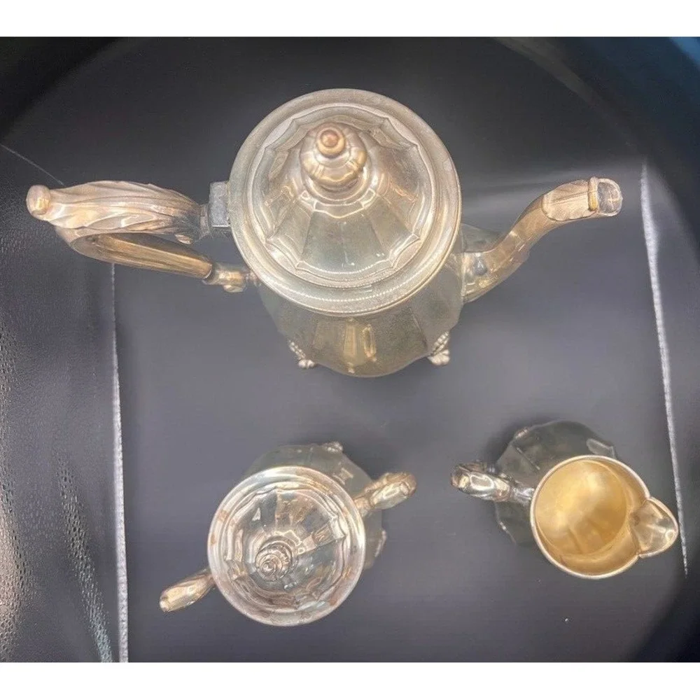 Antique Silverplate Tea Coffee Set Chippendale International Silver Co‎ Sugar &